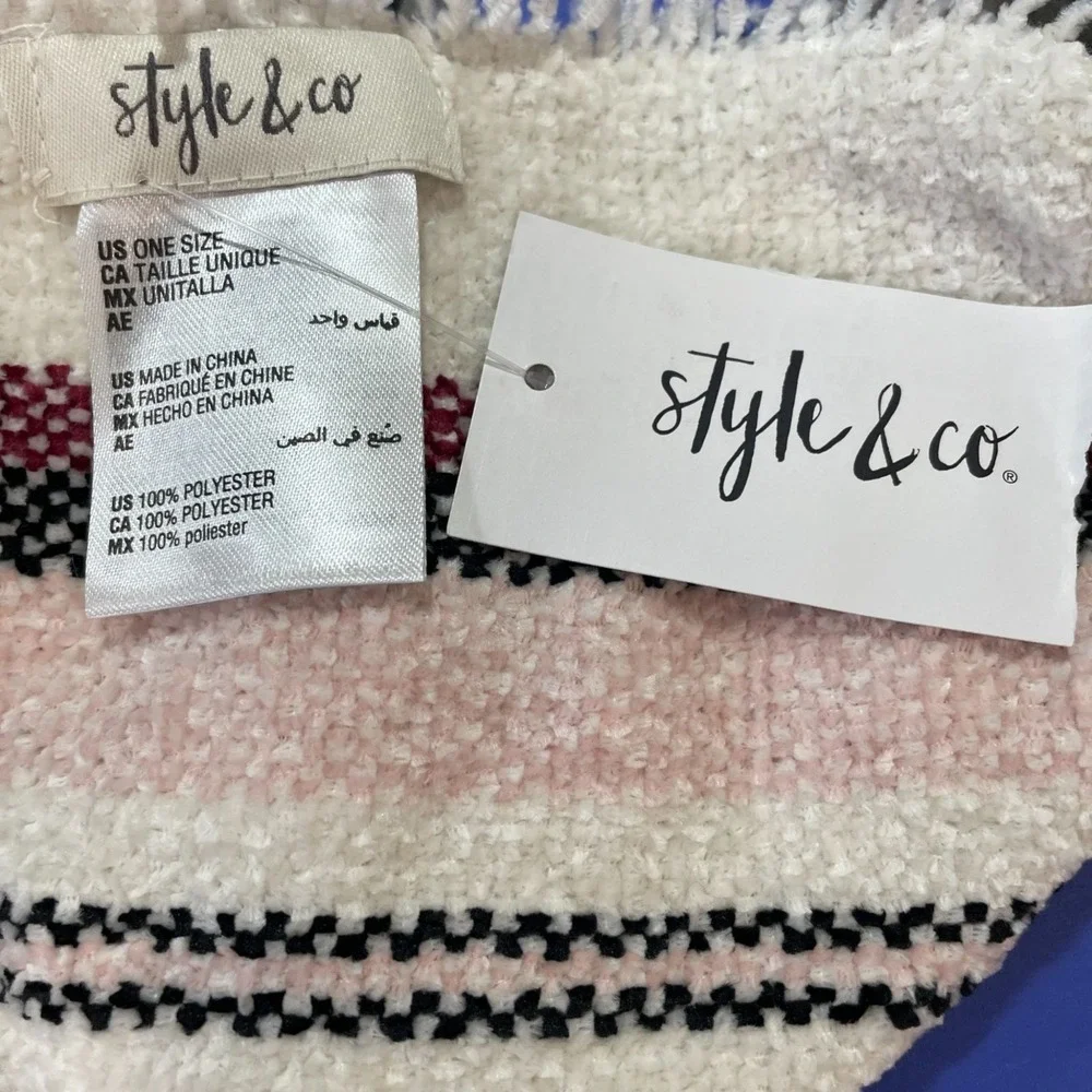 Style And Co Pink Plaid Fringe Scarf Soft Cozy Winter Fall Accessories Checkered